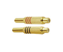 Plug Jack Extensão 6mm Metal Dourado – Vermelho